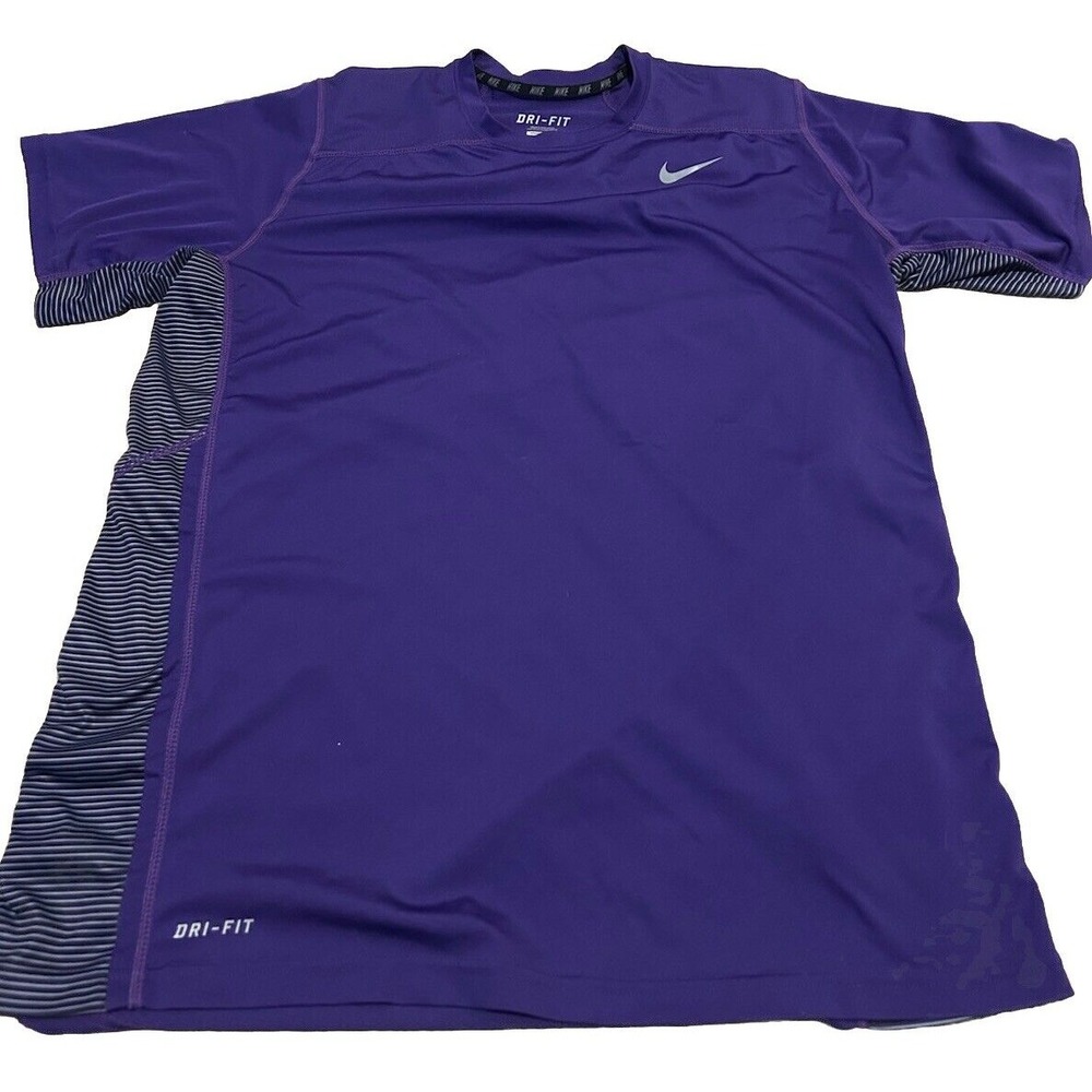 🔥Mens XL🔥 Nike Dri Fit Shirt, Purple W/‎ Pinstripe On Sides, Mesh Backing